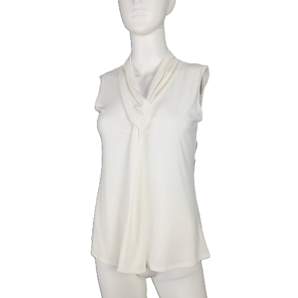Candid Soul Women's Tie Knot Front Blouse Size Medium Ivory Sleeveless